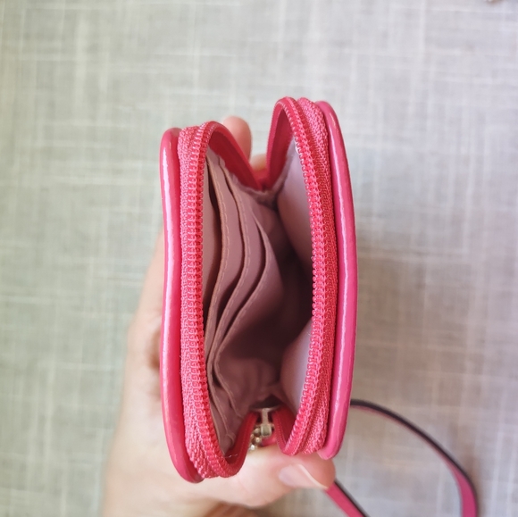 Coach Signature Small Canvas Beige/Pink Top Zip Wristlet - Picture 7 of 10